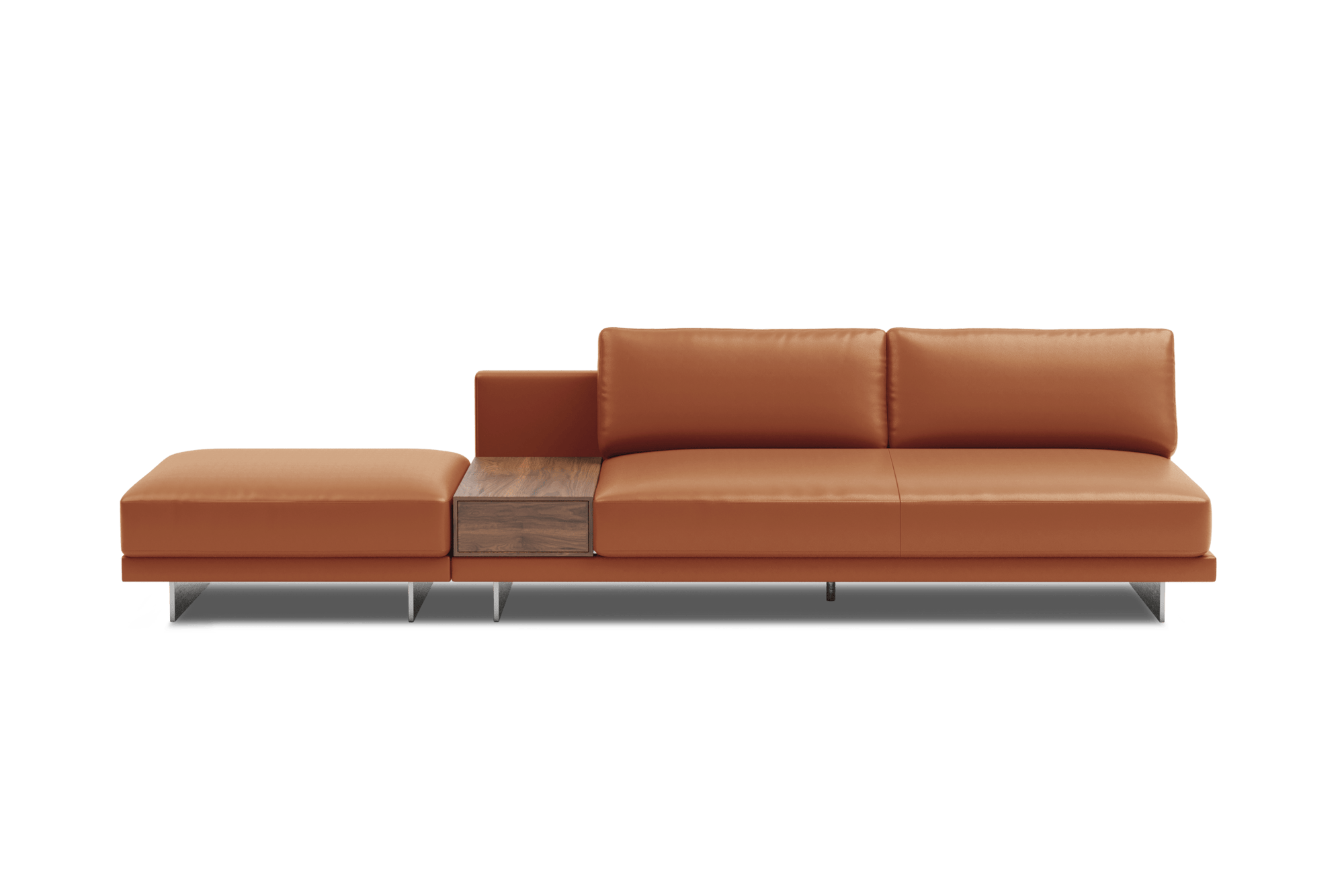 Alessandro Leather Armless Loveseat & Ottoman