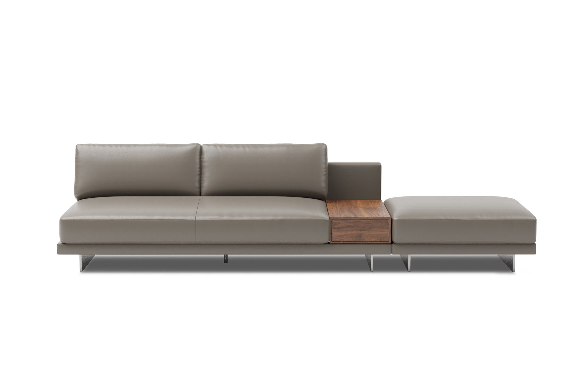 Alessandro Leather Armless Loveseat & Ottoman