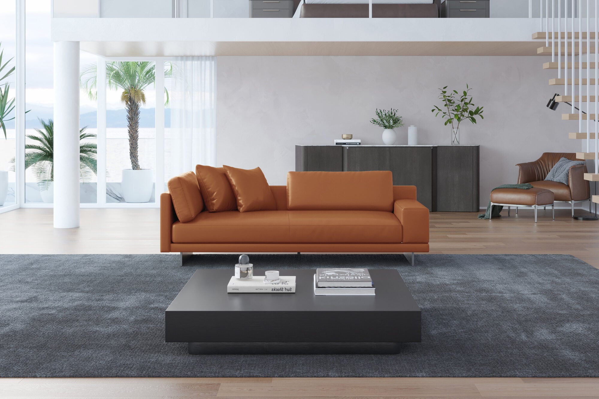 Alessandro Leather Loveseat Sofa