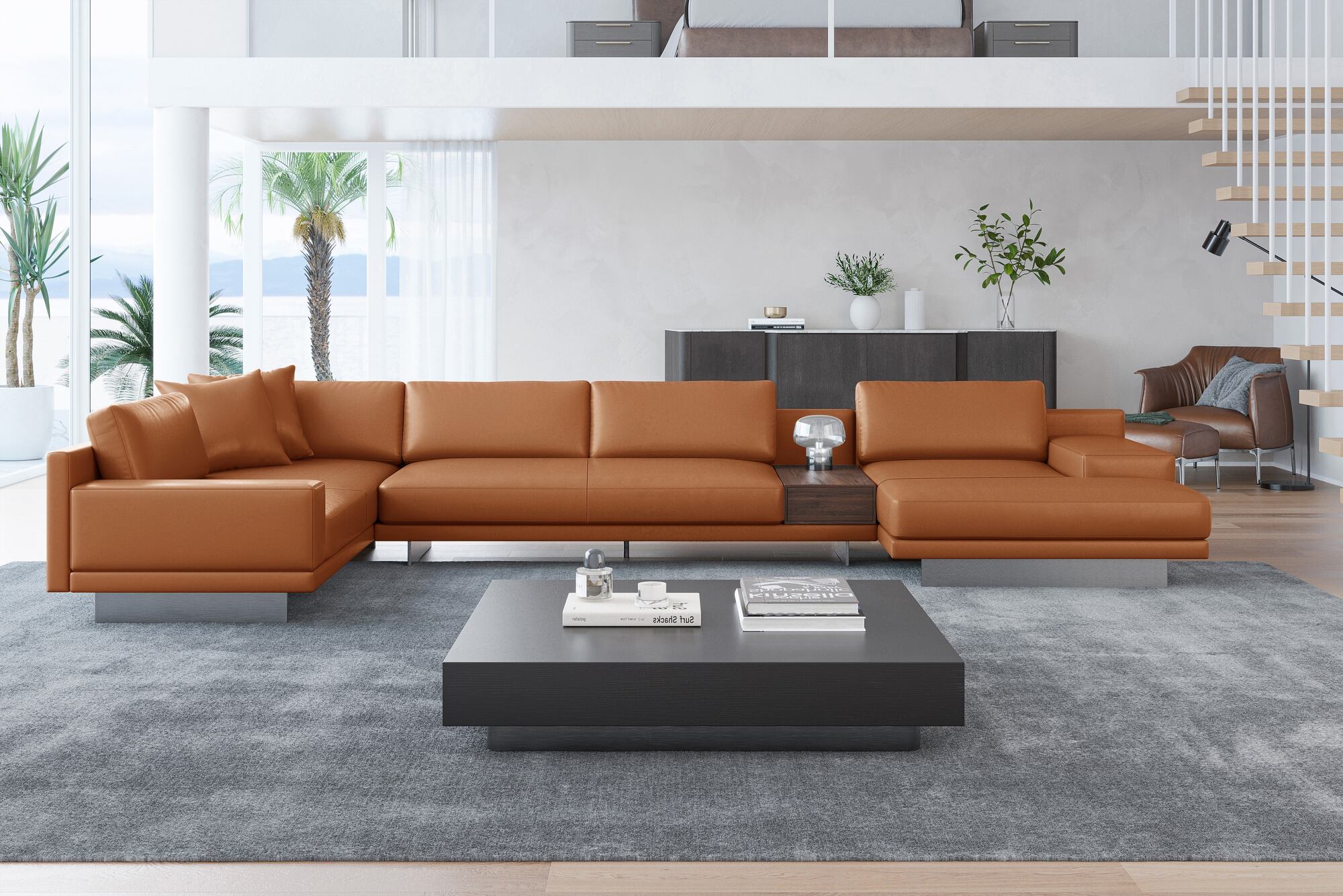 Alessandro Leather Modular Sectional Sofa