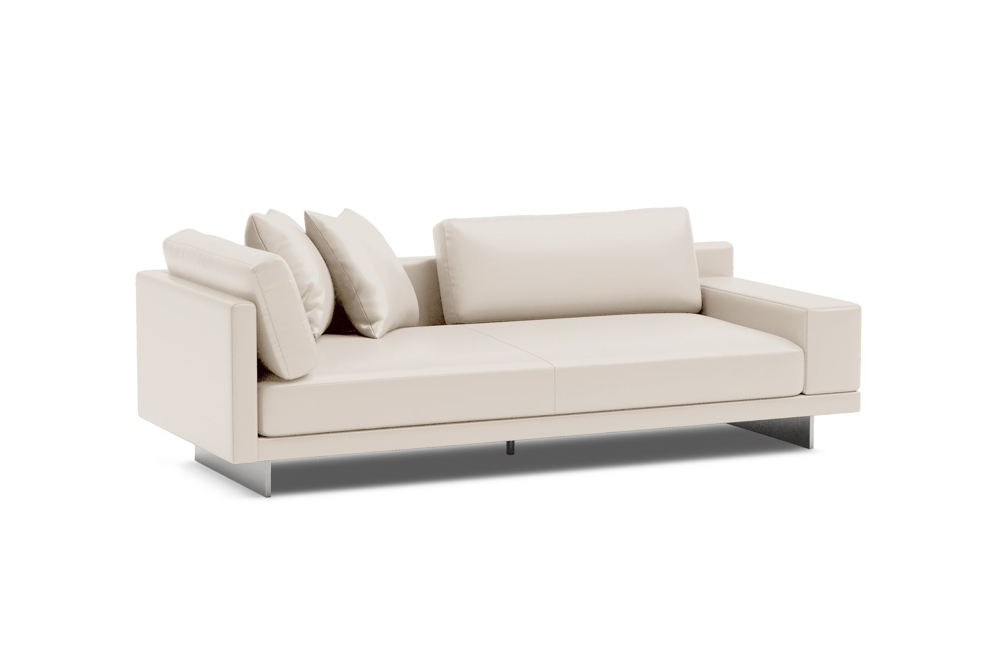 Valencia Alessandro Top Grain Leather Modular Sectional Loveseat Right Arm Sofa, Beige
