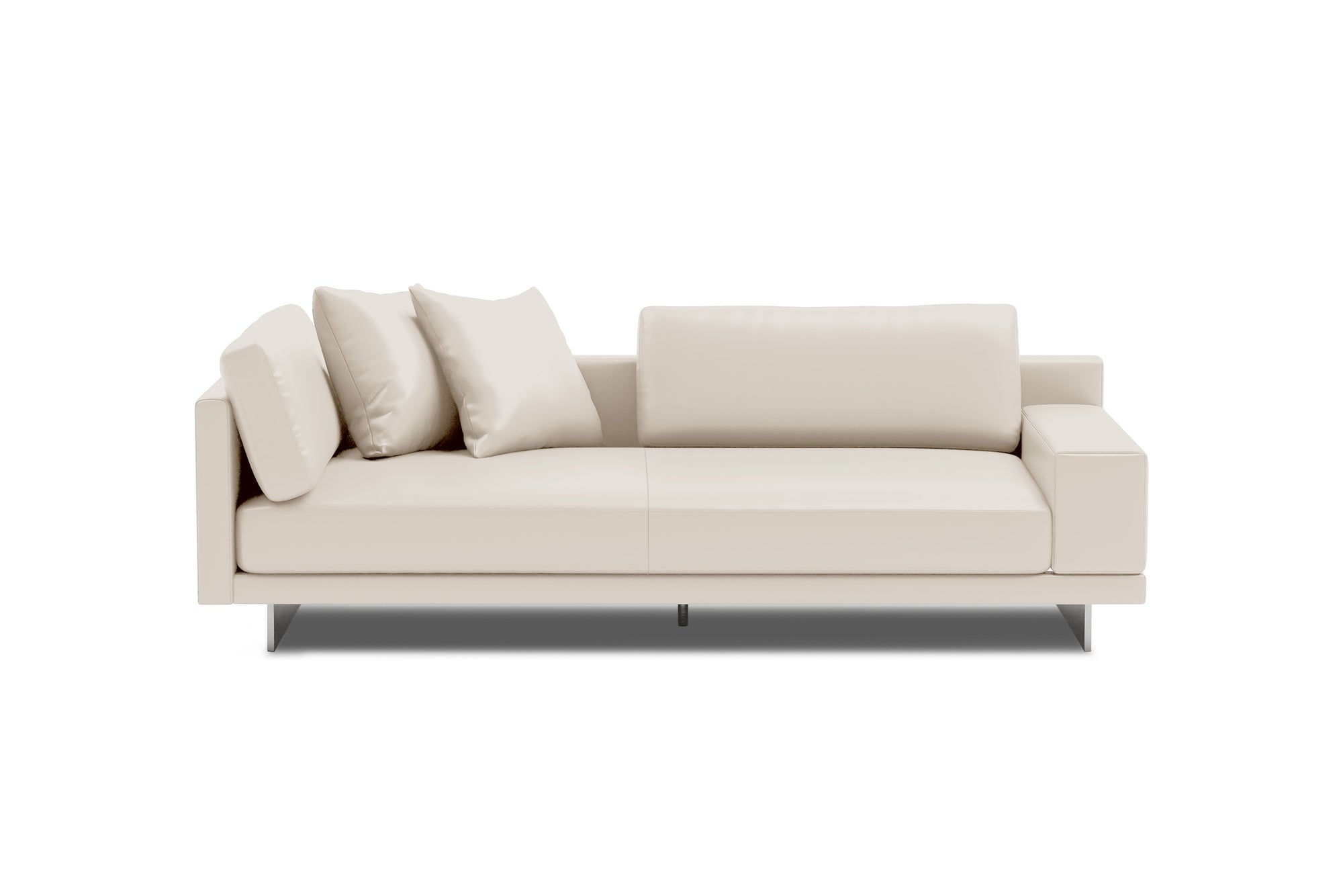Valencia Alessandro Top Grain Leather Modular Sectional Loveseat Right Arm Sofa, Beige