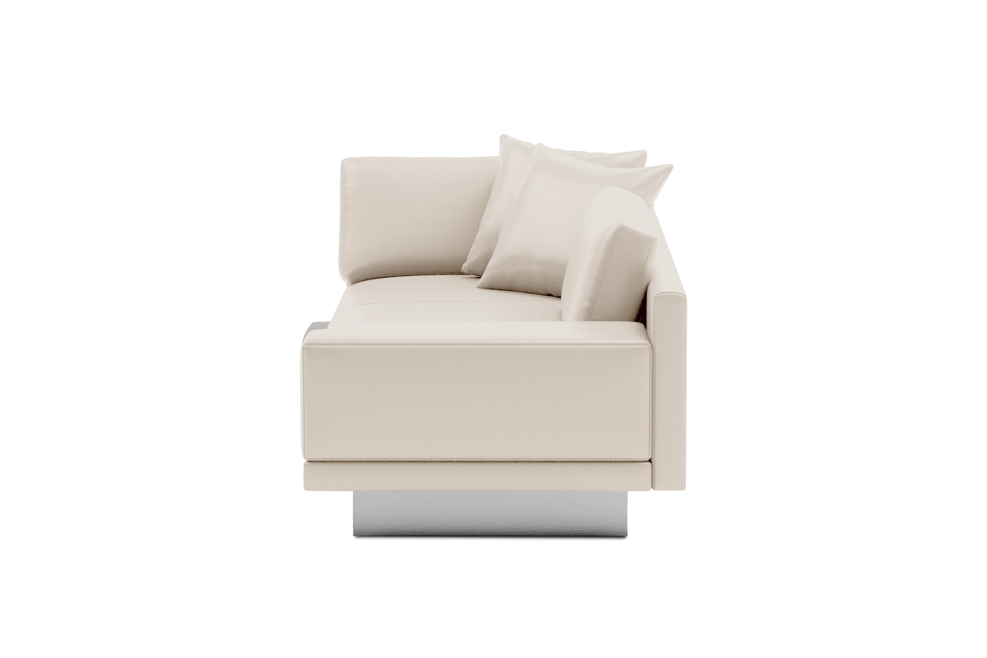 Valencia Alessandro Top Grain Leather Modular Sectional Loveseat Right Arm Sofa, Beige