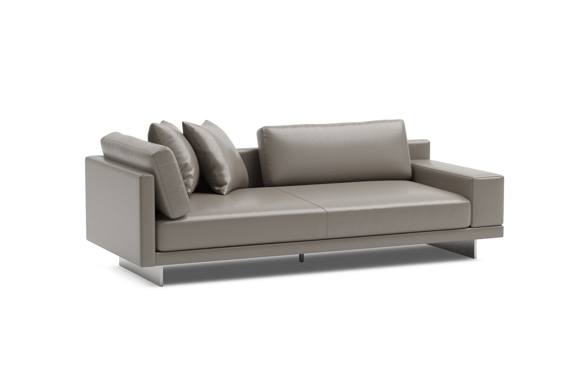 Valencia Alessandro Top Grain Leather Modular Sectional Loveseat Right Arm Sofa, Modern Grey