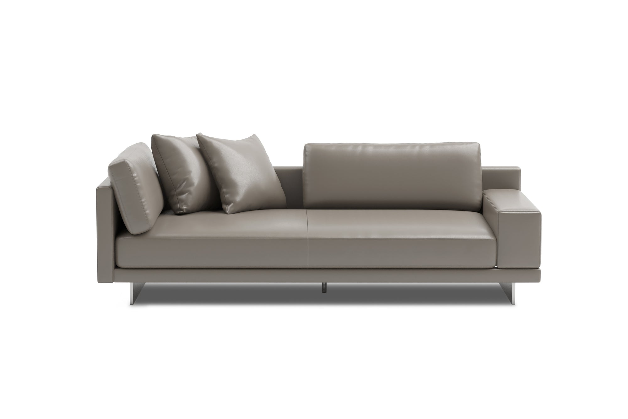 Valencia Alessandro Top Grain Leather Modular Sectional Loveseat Right Arm Sofa, Modern Grey