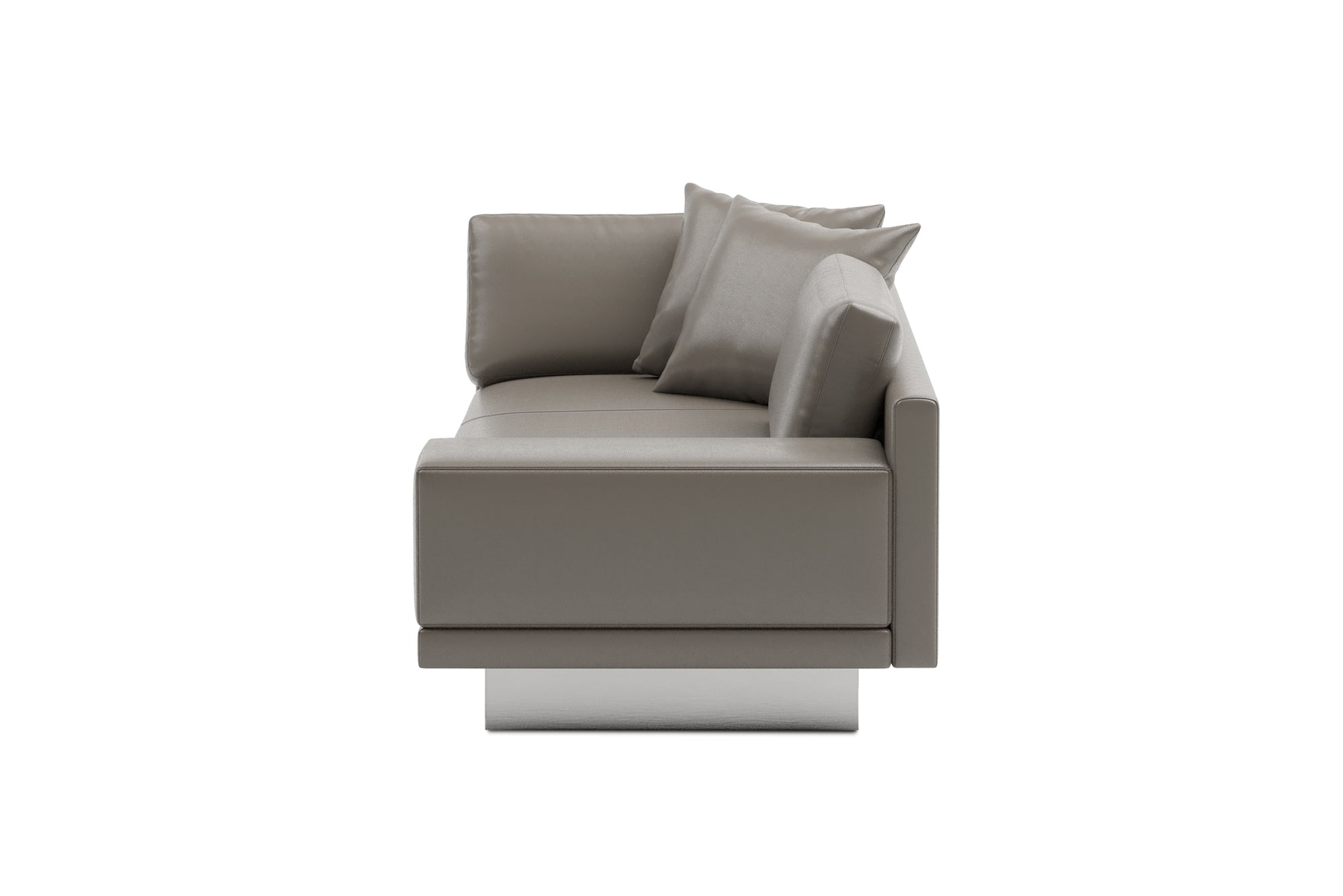 Valencia Alessandro Top Grain Leather Modular Sectional Loveseat Right Arm Sofa, Modern Grey