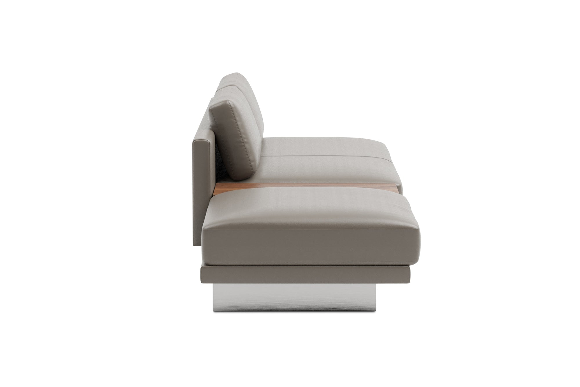 Valencia Alessandro Top Grain Leather Modular Sectional Loveseat Left Ottoman Sofa, Modern Grey