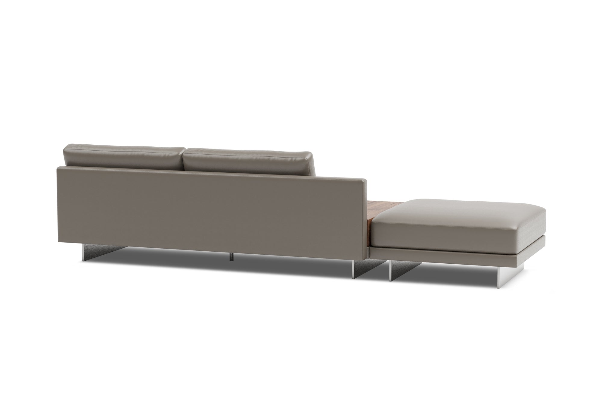 Valencia Alessandro Top Grain Leather Modular Sectional Loveseat Left Ottoman Sofa, Modern Grey