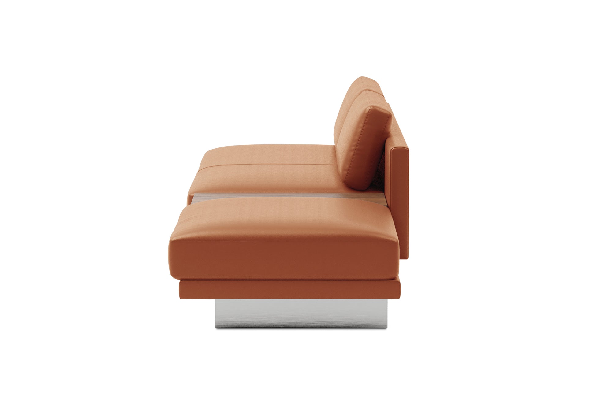 Valencia Alessandro Top Grain Leather Modular Sectional Loveseat Right Ottoman Sofa, Cognac