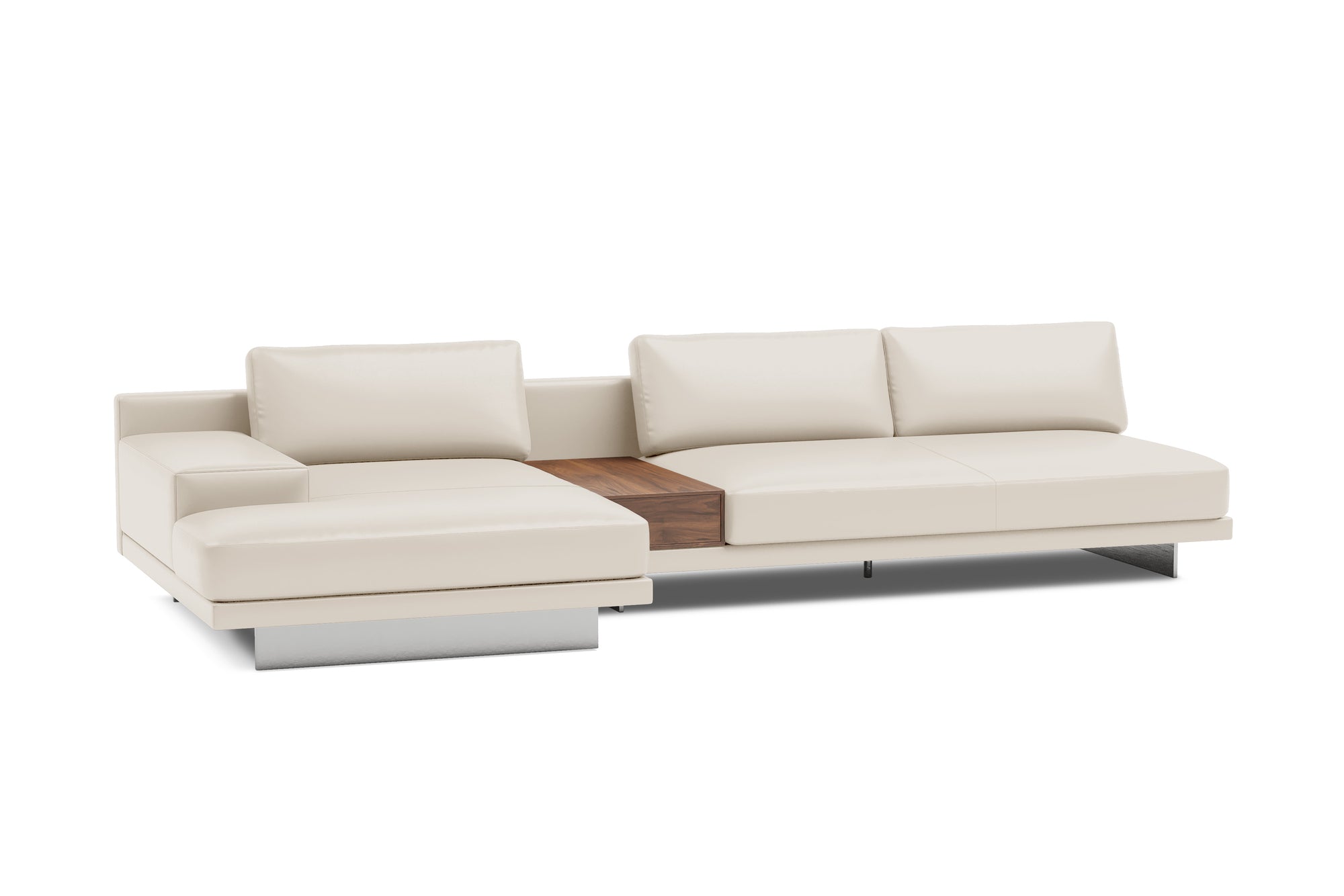 Valencia Alessandro Top Grain Leather Modular Sectional 3 Seats with Left Chaise Sofa, Beige