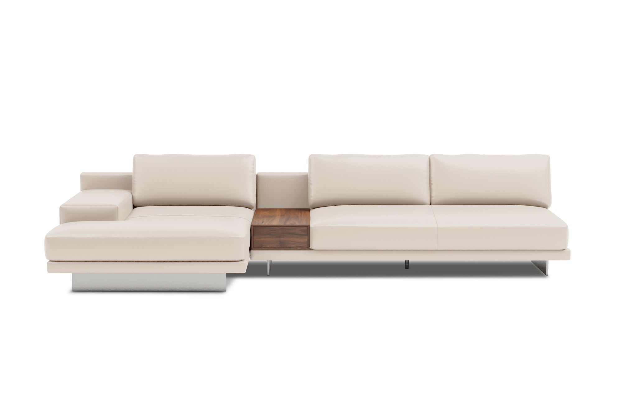 Valencia Alessandro Top Grain Leather Modular Sectional 3 Seats with Left Chaise Sofa, Beige