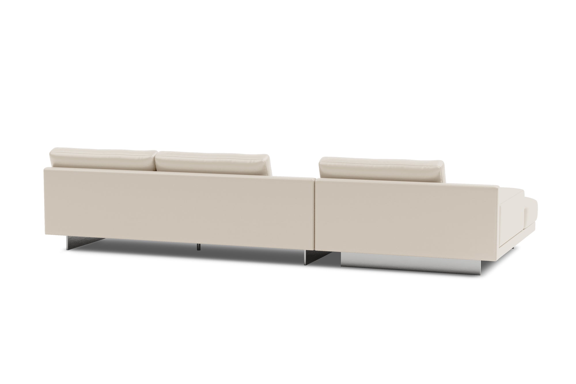 Valencia Alessandro Top Grain Leather Modular Sectional 3 Seats with Left Chaise Sofa, Beige