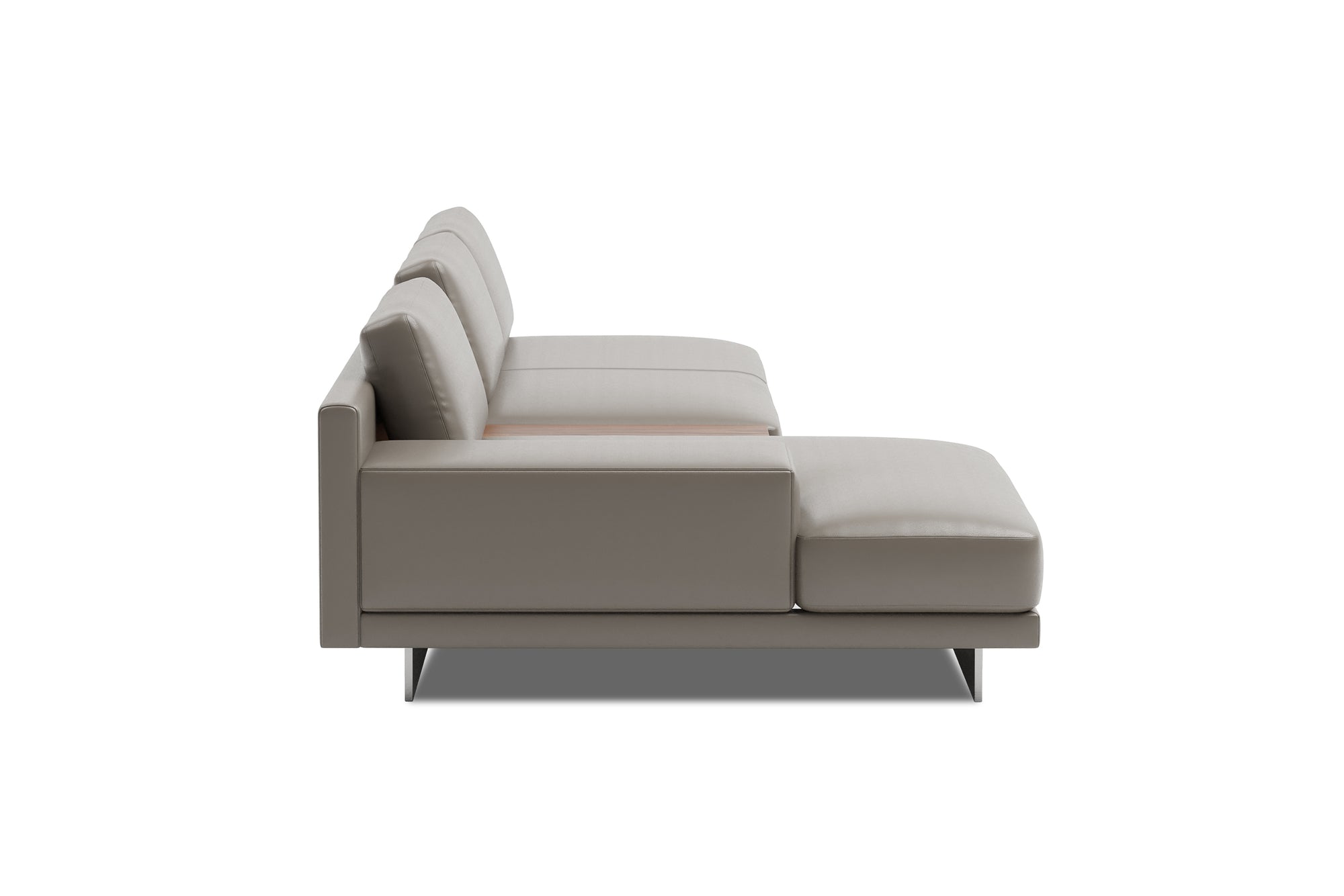 Valencia Alessandro Top Grain Leather Modular Sectional 3 Seats & Left Chaise Sofa, Modern Grey
