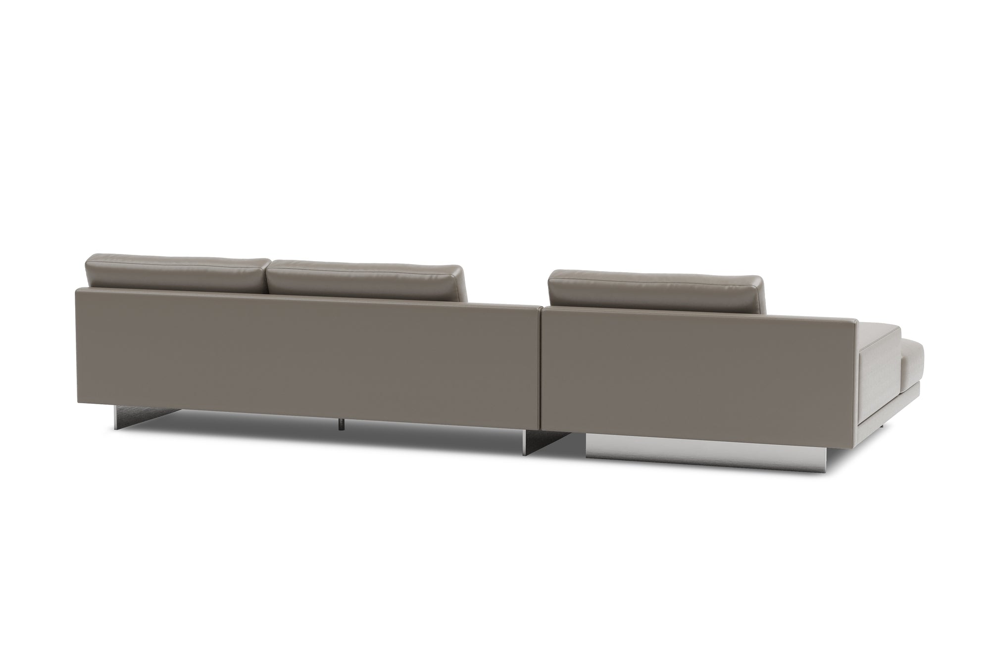 Valencia Alessandro Top Grain Leather Modular Sectional 3 Seats & Left Chaise Sofa, Modern Grey