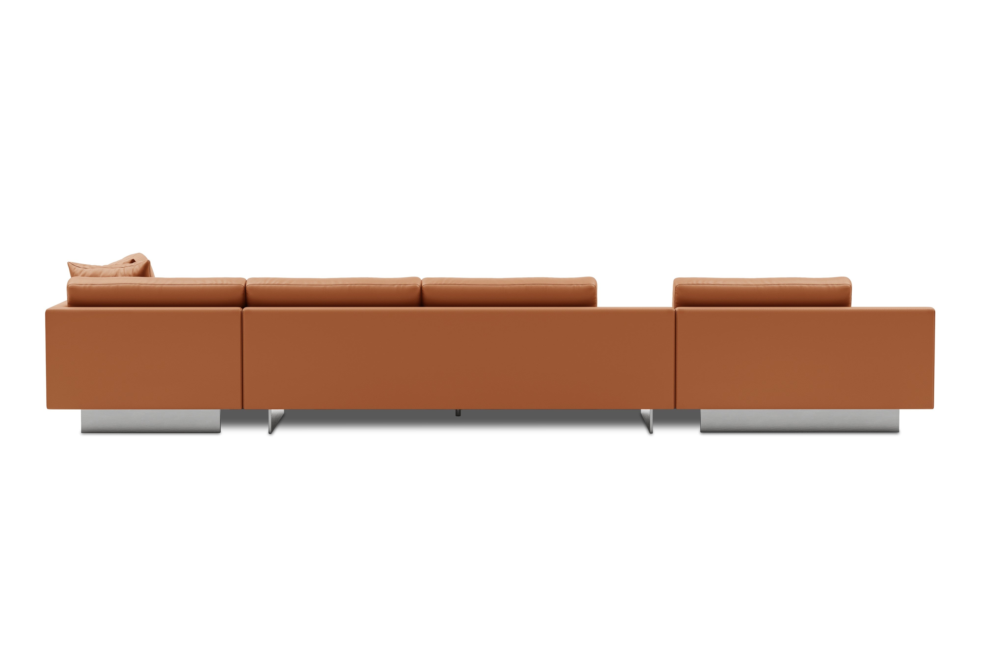 Valencia Alessandro Top Grain Leather Modular Sectional Left Chaise Sofa, Cognac