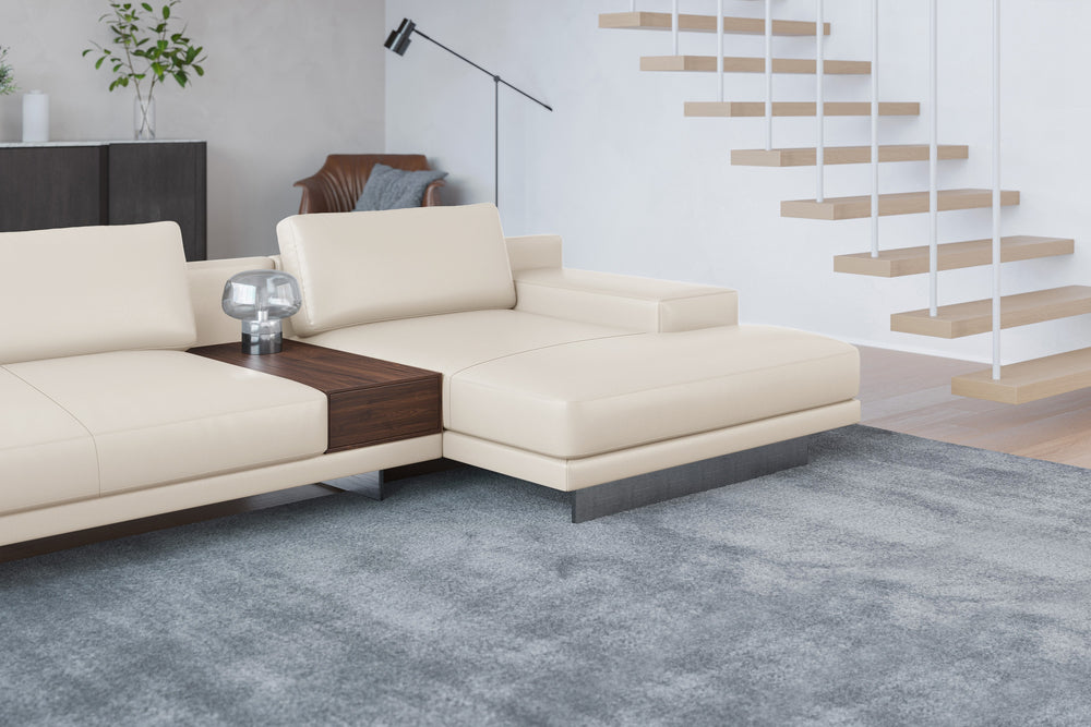 Valencia Alessandro Top Grain Leather Modular Sectional Right Chaise Sofa, Beige