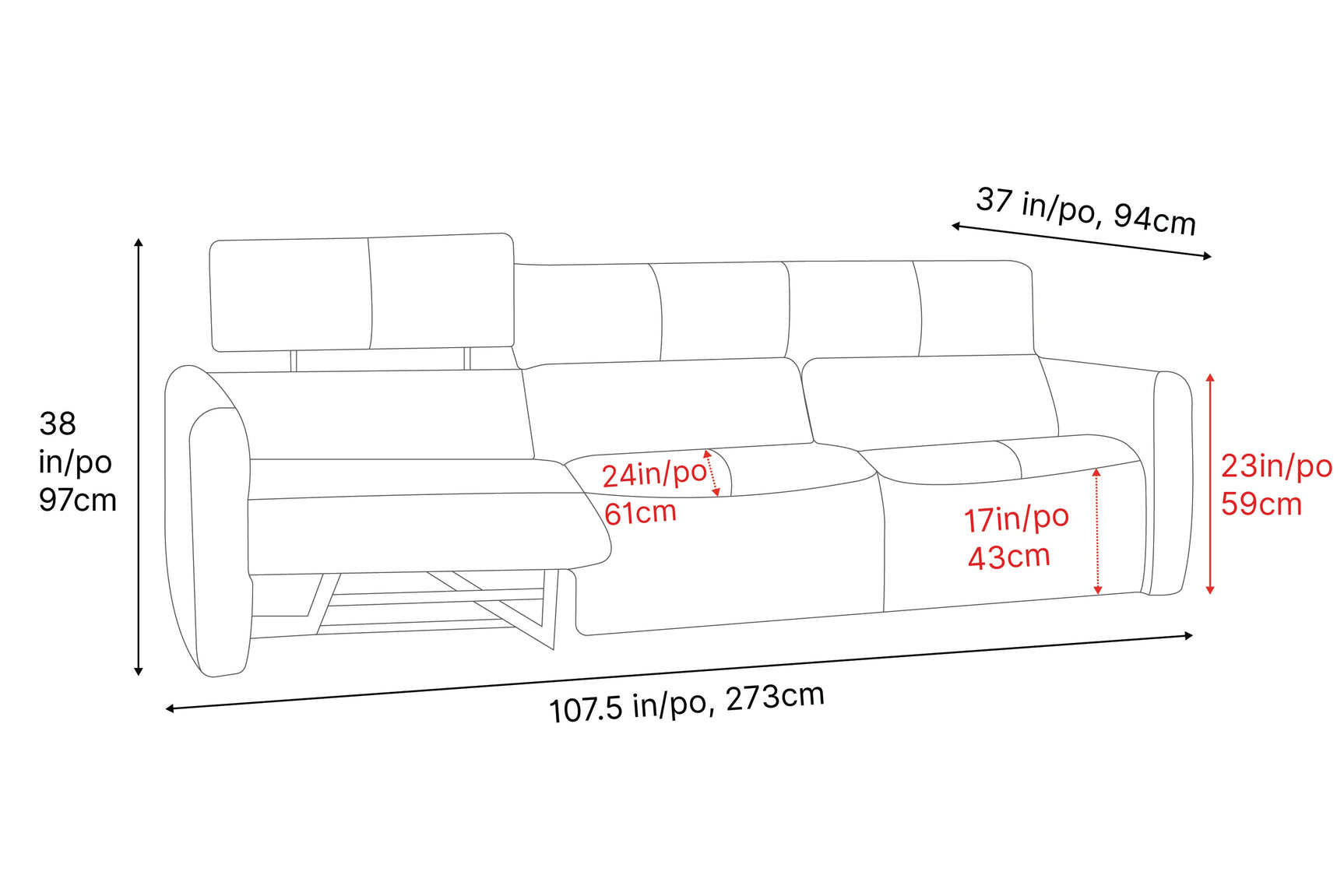 Alessia Leather Recliner Sofa