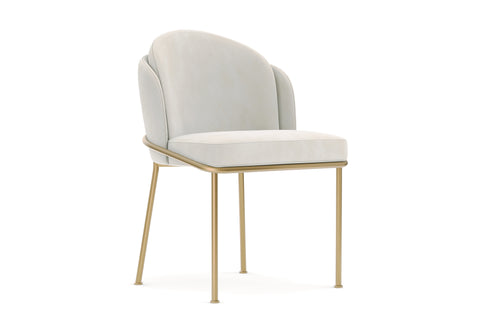 Valencia Alexander Fabric Dining Chair with Generously Cushioned Seat & Sleek Metal Legs, Beige