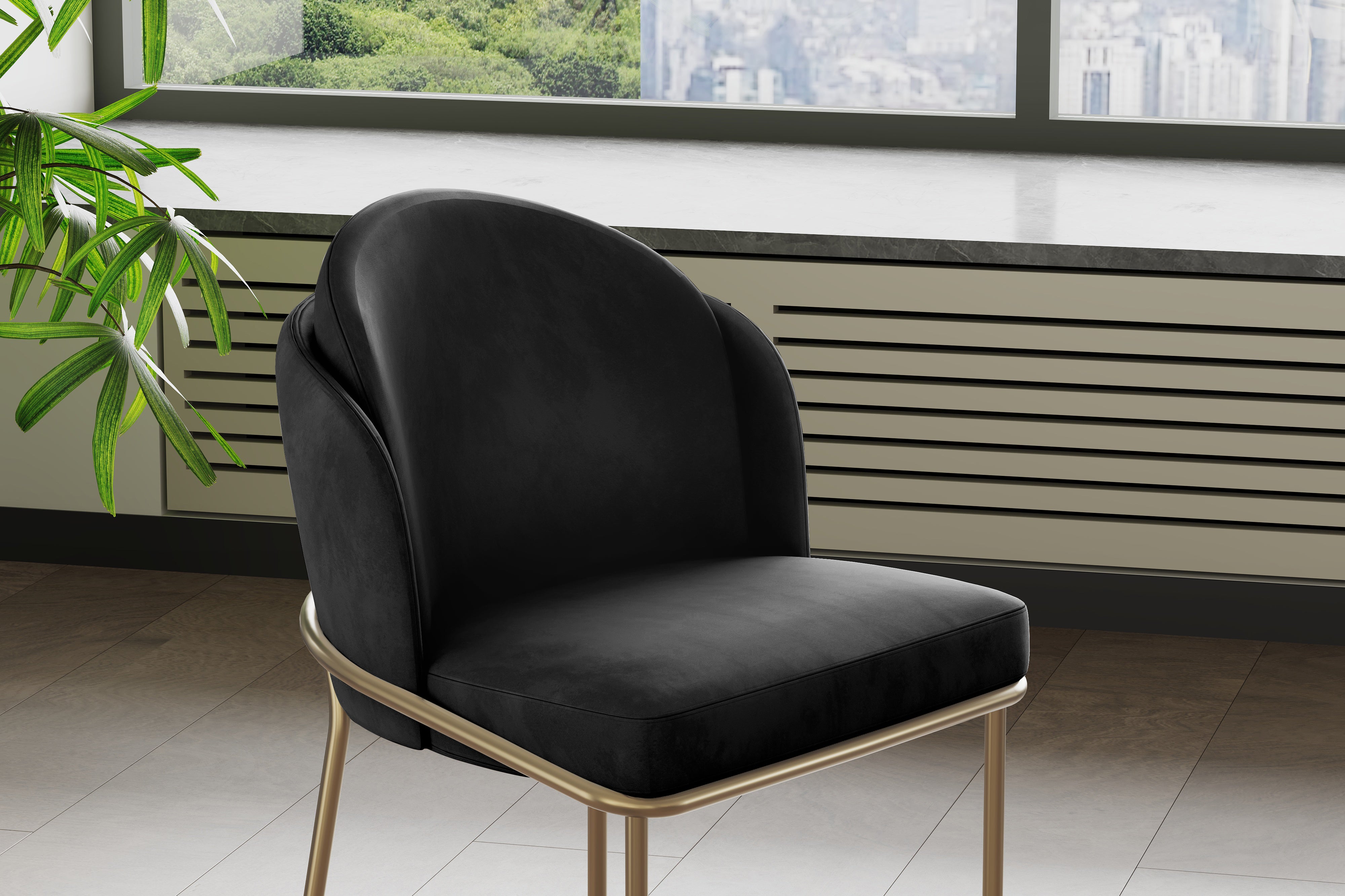 Valencia Alexander Velvet Fabric Dining Chair, Black