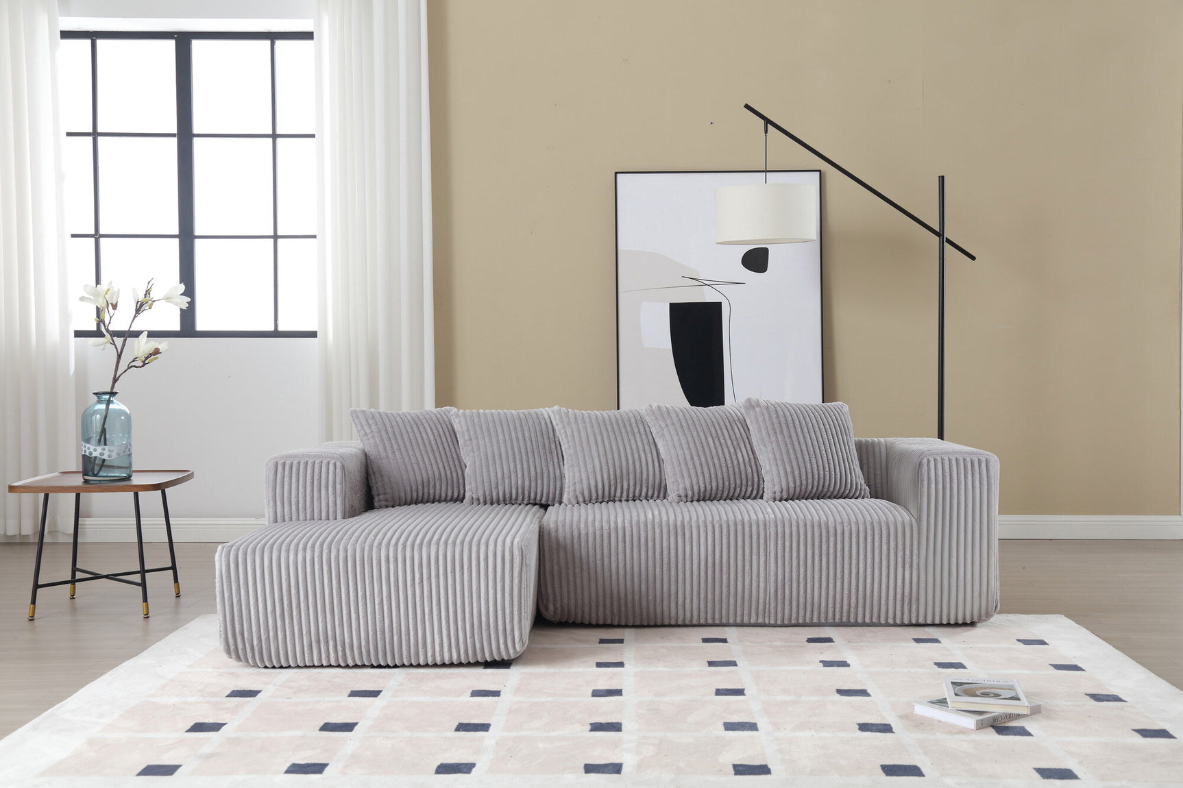Alexus Corduroy Fabric Sectional Sofa