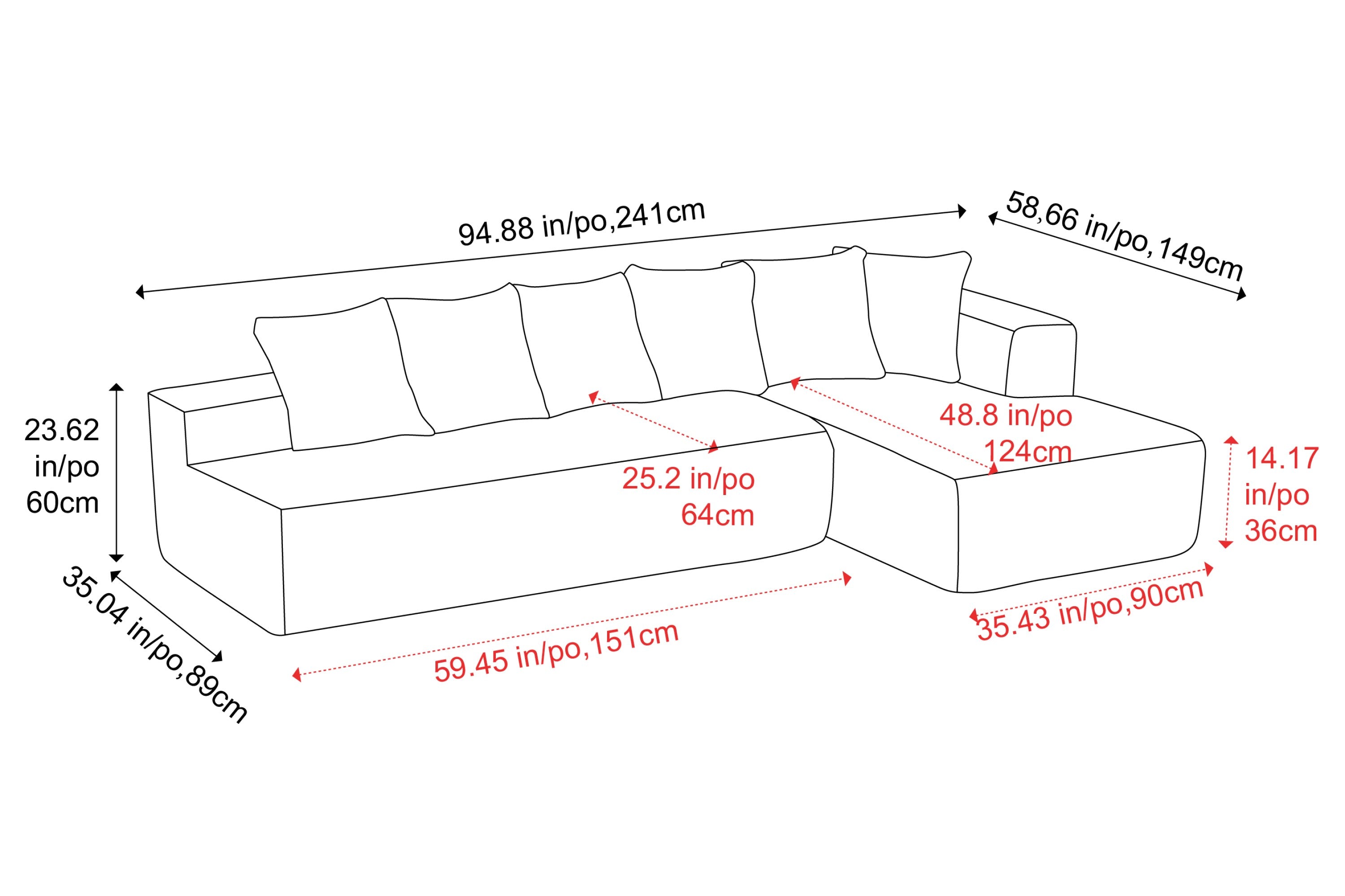 Valencia Alexus Corduroy Fabric Right Chaise Sectional Sofa, Light Grey