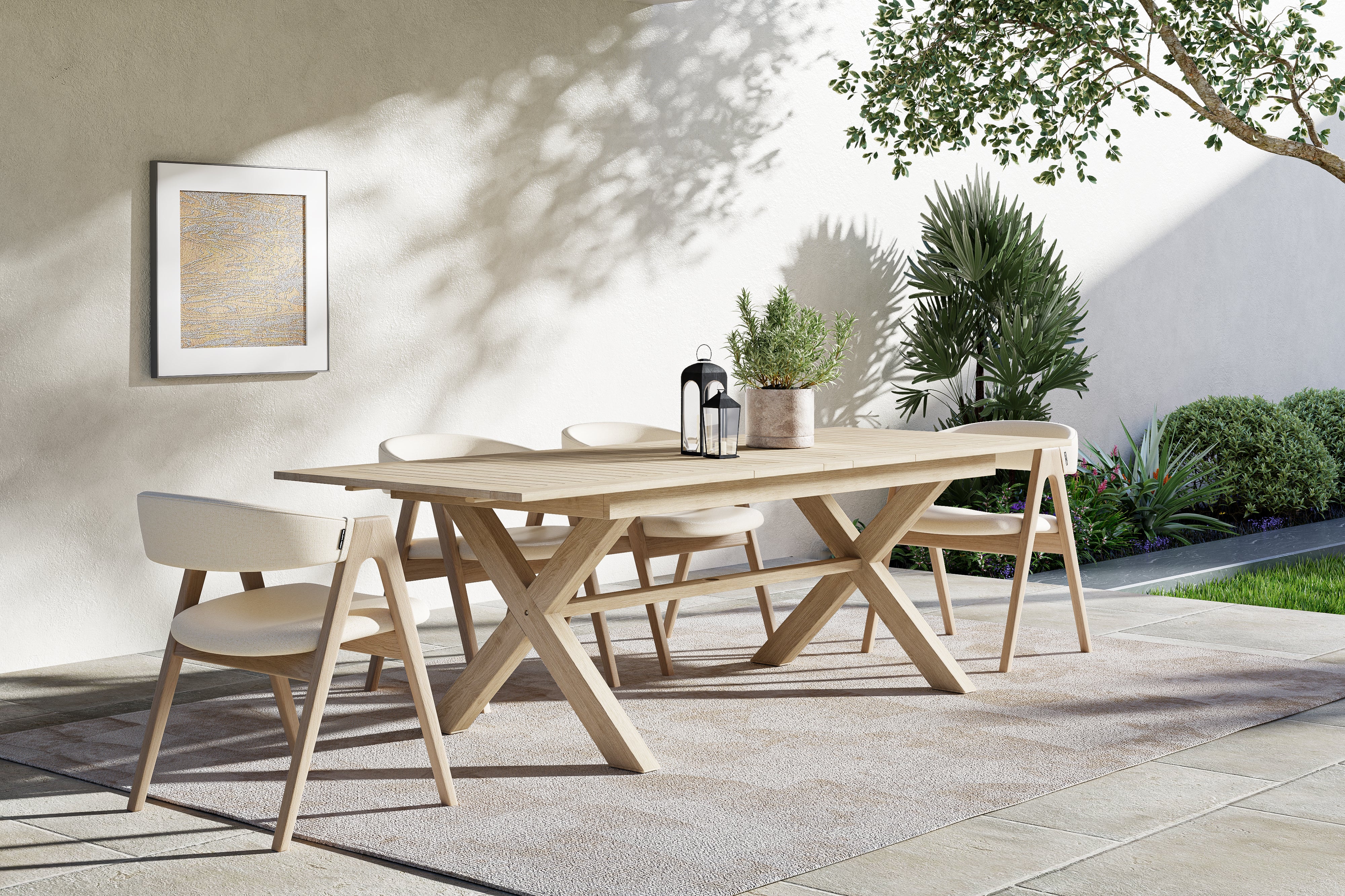 Valencia Amara Wood Outdoor Extension Dining Table, Natural