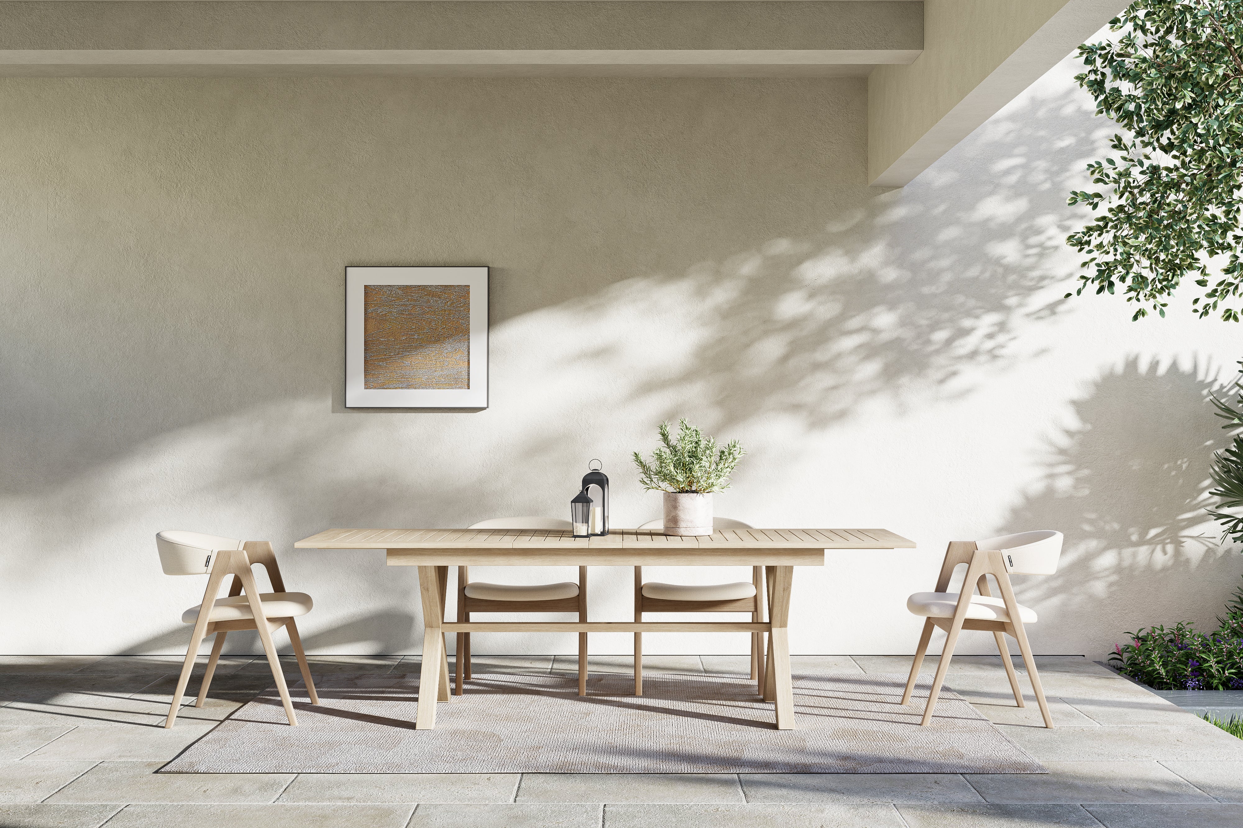 Valencia Amara Wood Outdoor Extension Dining Table, Natural