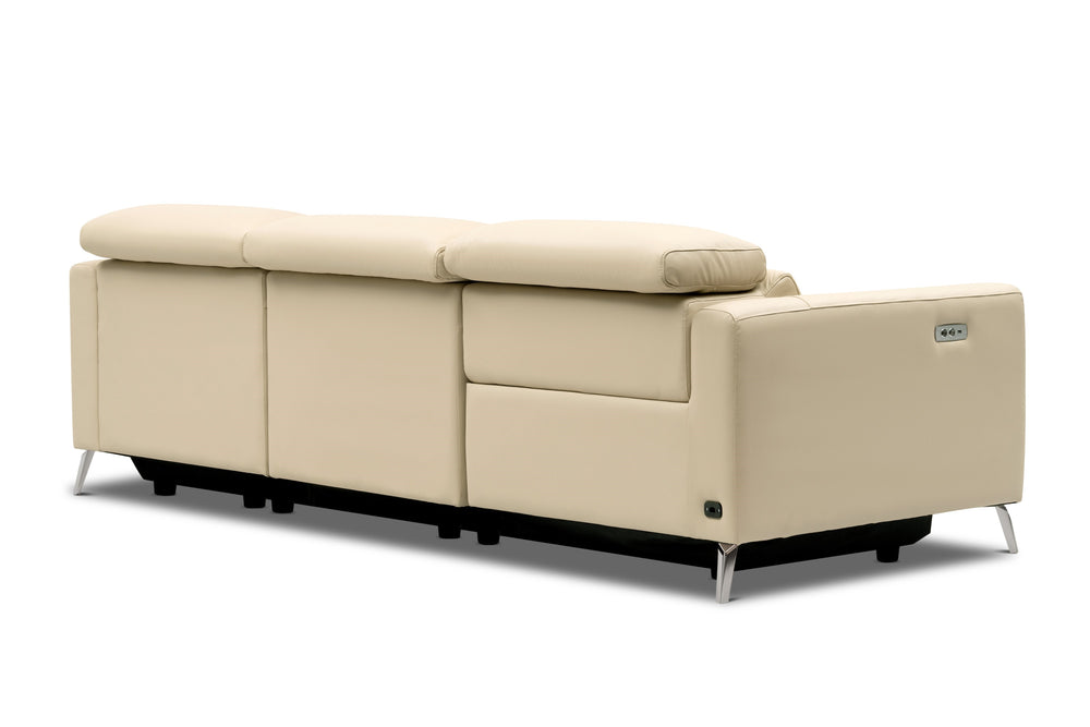 Valencia Andria Modern Right Hand Facing Top Grain Leather Reclining Sectional Sofa, Beige Color