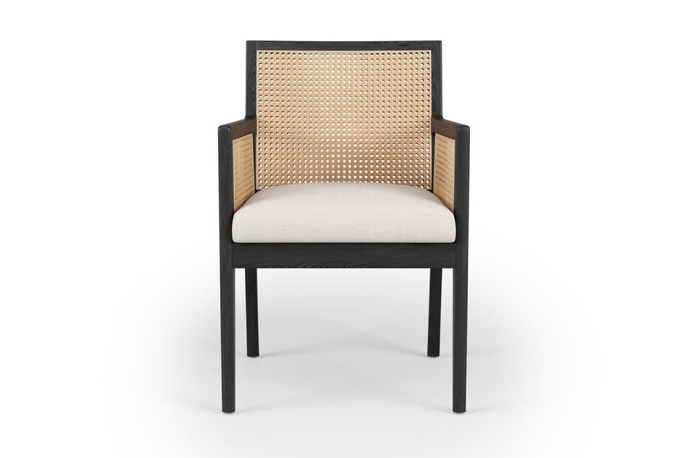 Valencia Antonella Cane Dining Arm Chair, Black/White Color