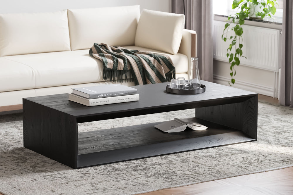 Valencia Antonio Pine Wood 68" Coffee Table, Charcoal Grey