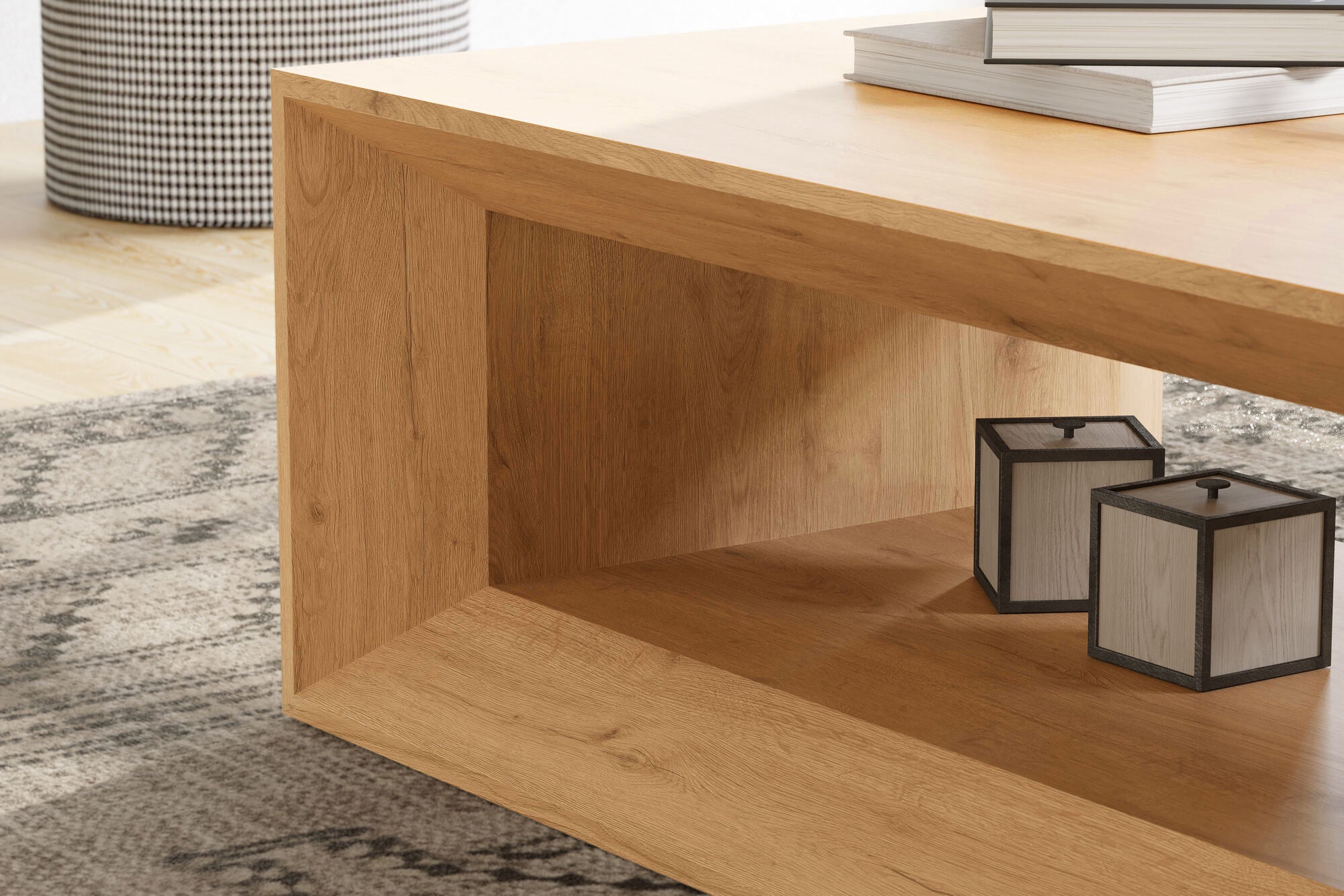 Valencia Antonio White Oak Wood 68" Coffee Table, Natural
