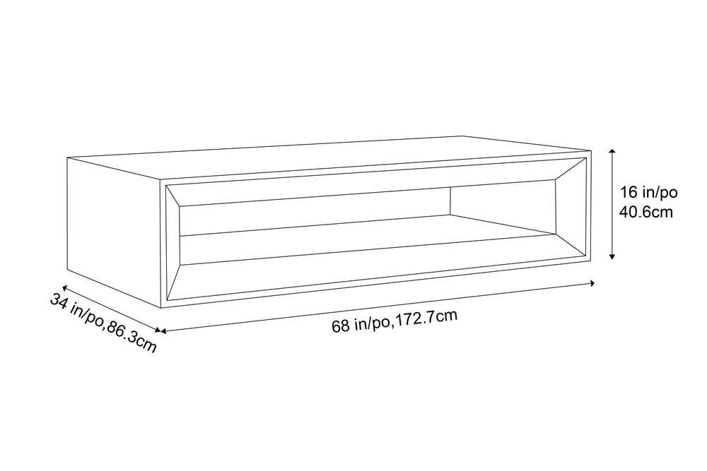 Valencia Antonio Pine Wood 68" Coffee Table, Charcoal Grey