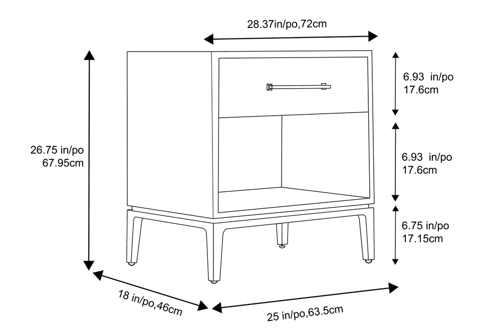 Valencia Arden Maple Veneers Single Drawer Nightstand, Natural