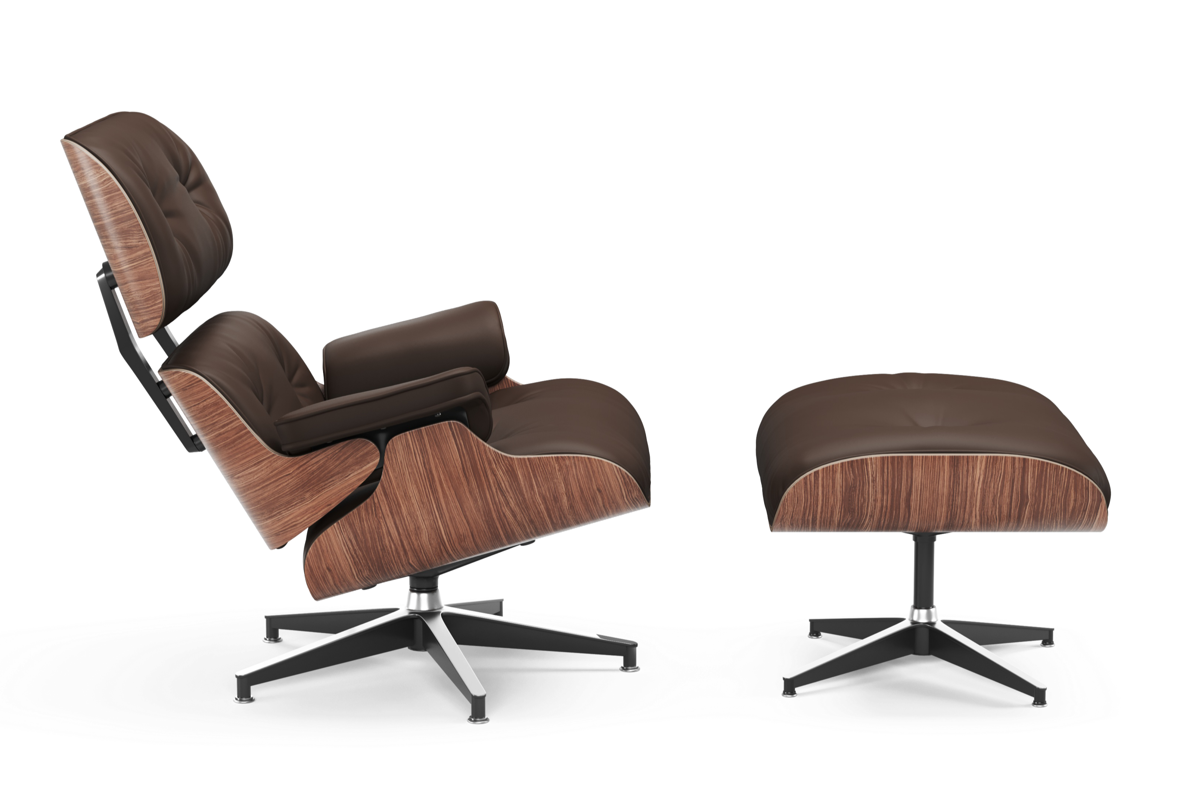 Valencia Armoni Eames Replica Top Grain Leather Lounge Chair & Ottoman, Dark Chocolate Color