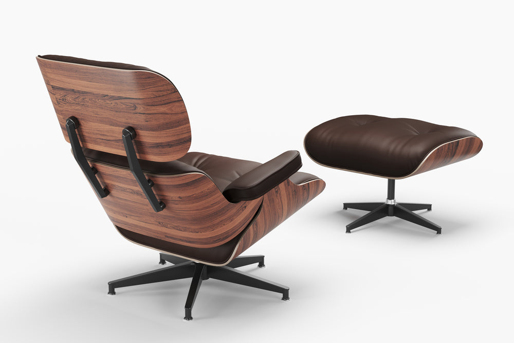 Valencia Armoni Eames Replica Top Grain Leather Lounge Chair & Ottoman, Dark Chocolate Color