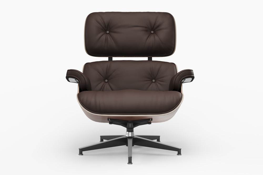 Valencia Armoni Eames Replica Top Grain Leather Lounge Chair & Ottoman, Dark Chocolate Color