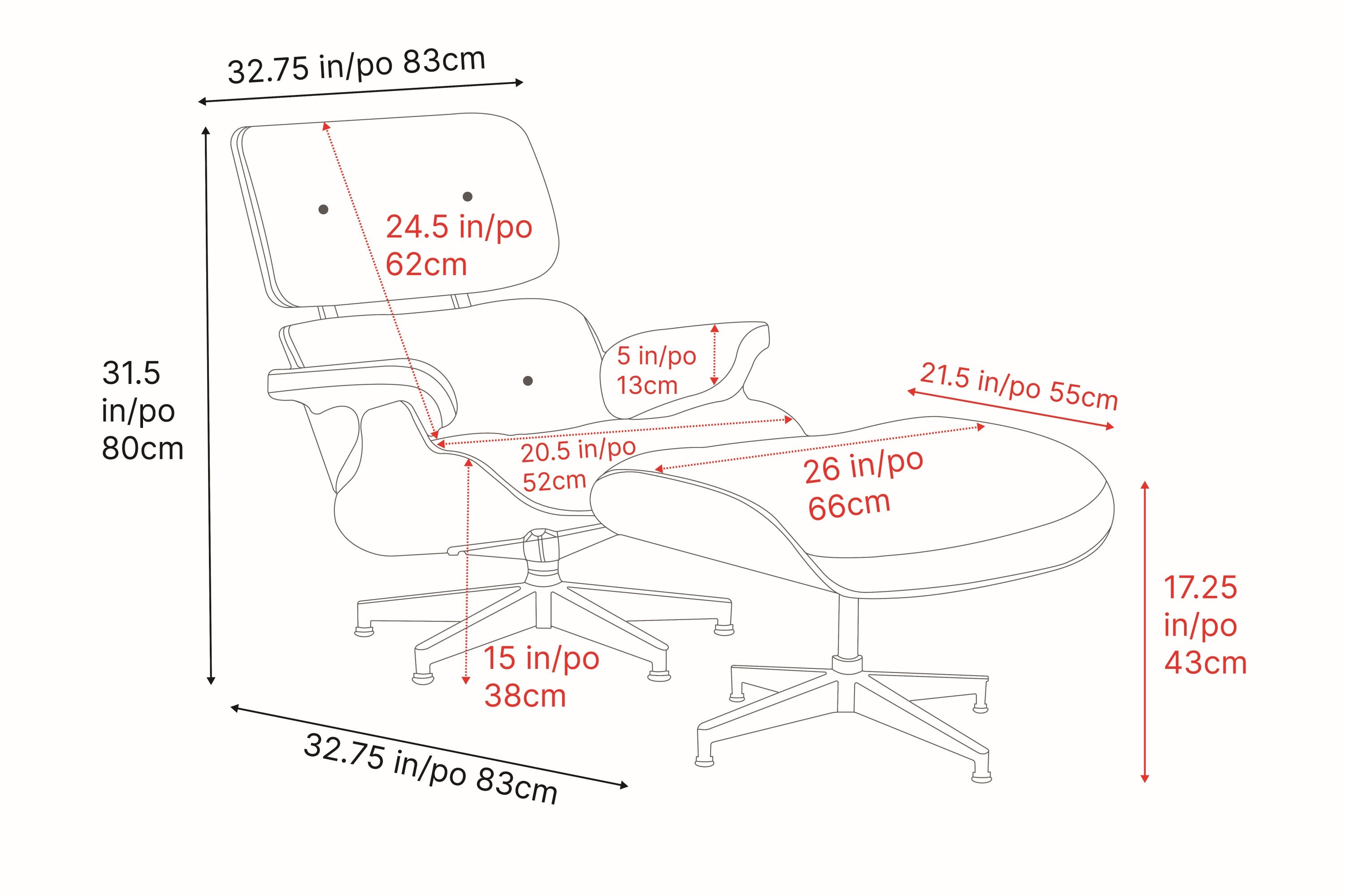 Valencia Armoni Eames Replica Top Grain Leather Lounge Chair & Ottoman, Dark Chocolate Color