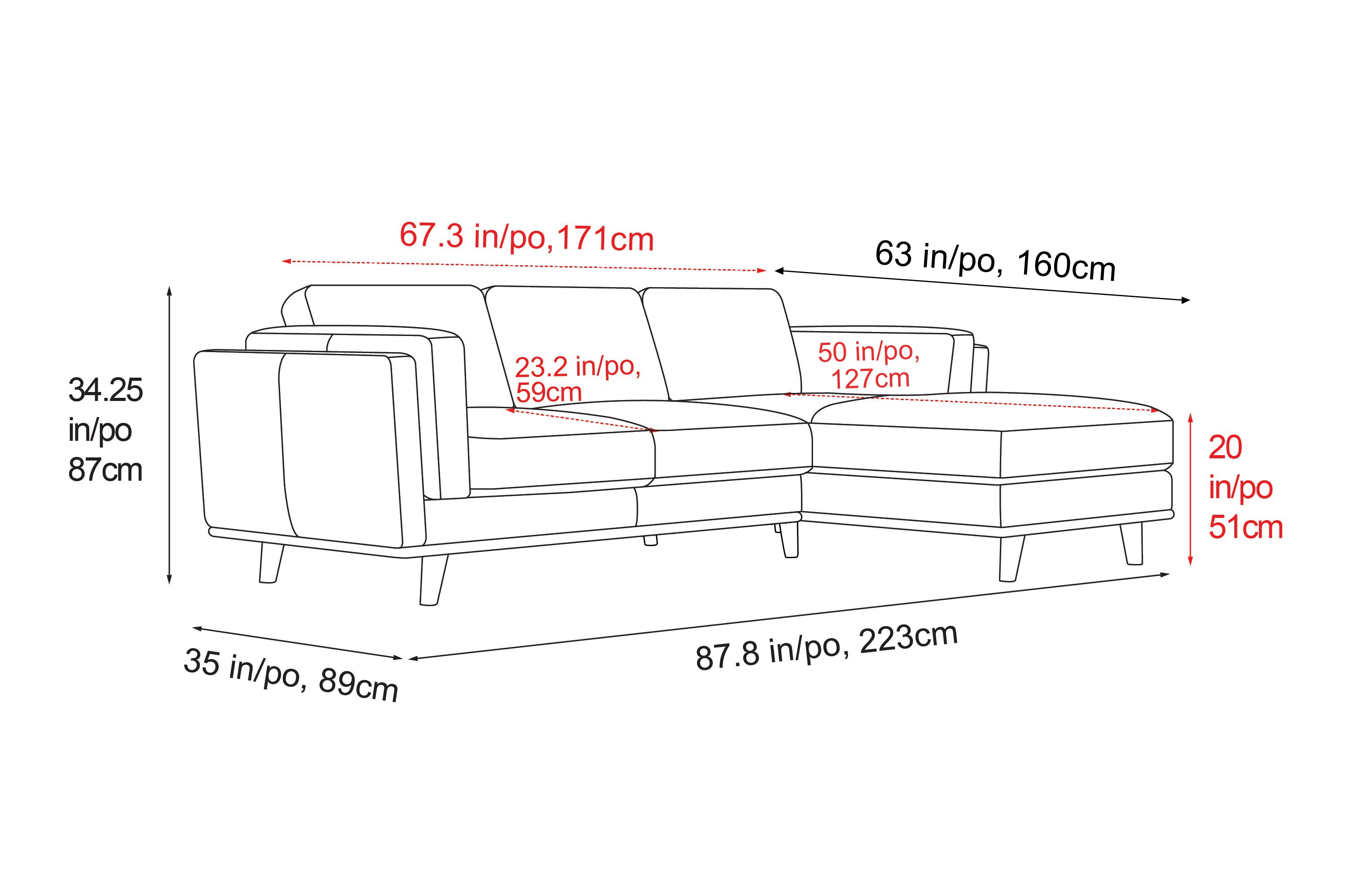 Valencia Artisan Top Grain Leather Three Seats with Right Chaise Leather Sofa, Black