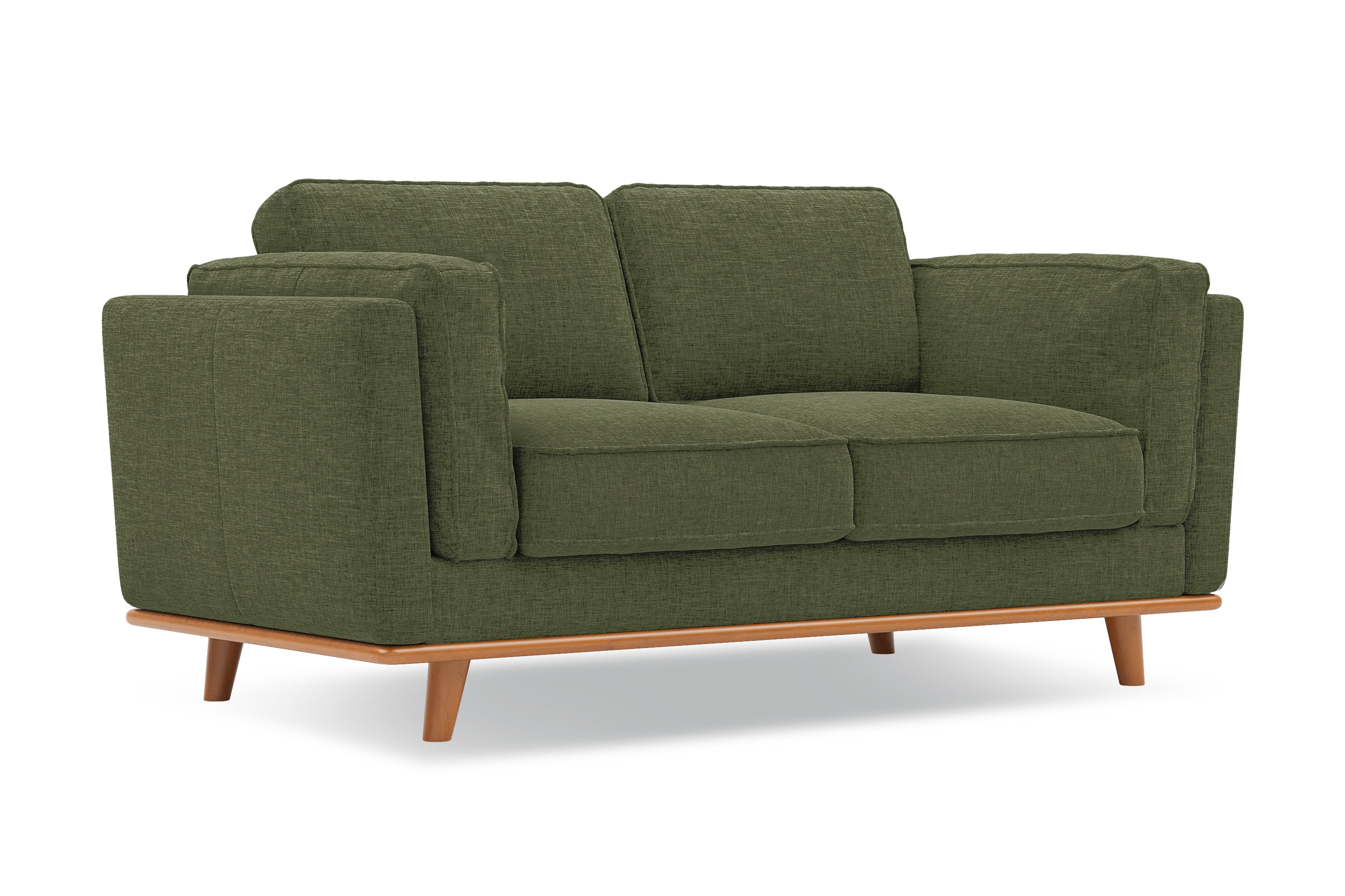 Valencia Artisan Swiss Linen Loveseat Sofa, Olio Green