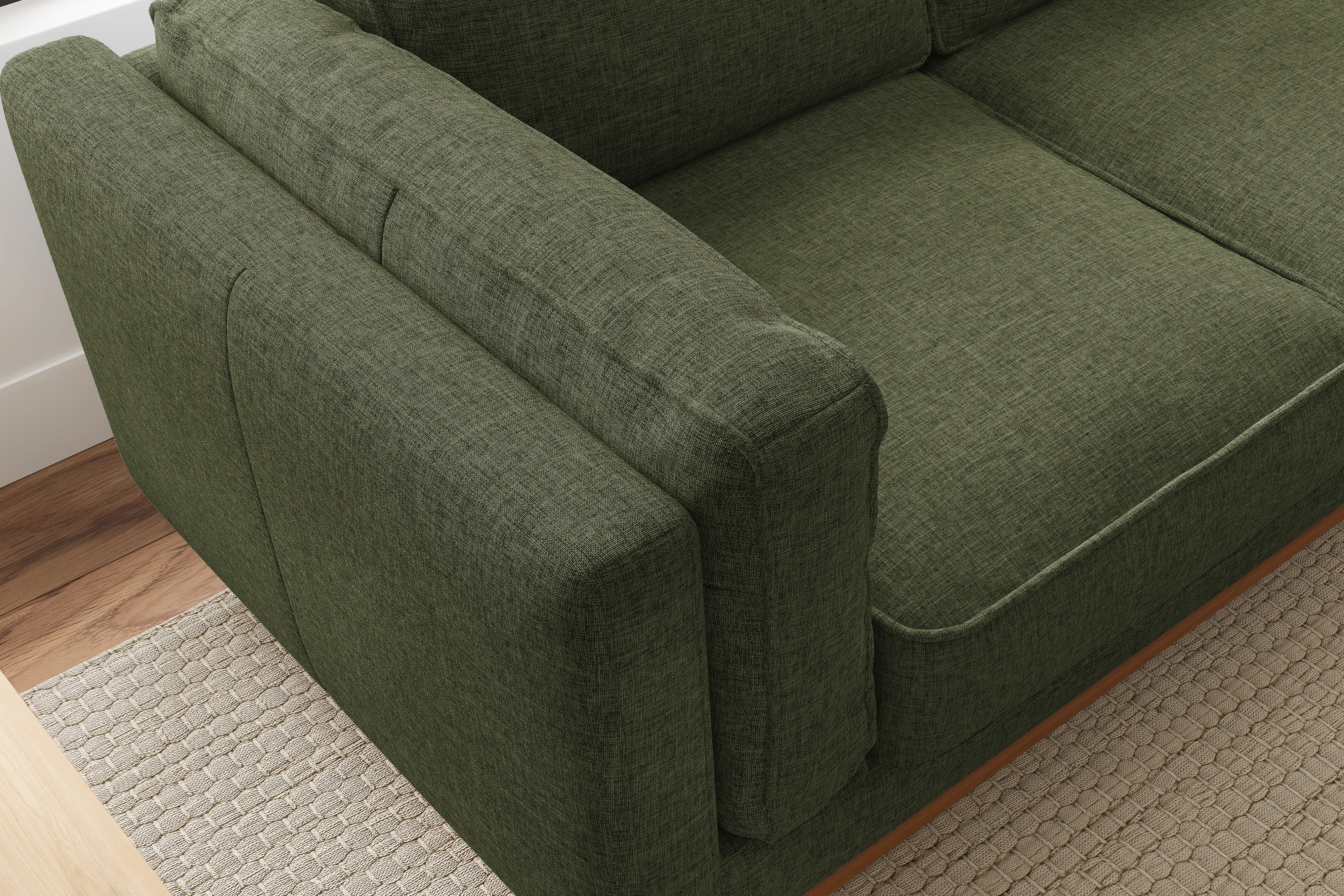 Valencia Artisan Swiss Linen Loveseat Sofa, Olio Green