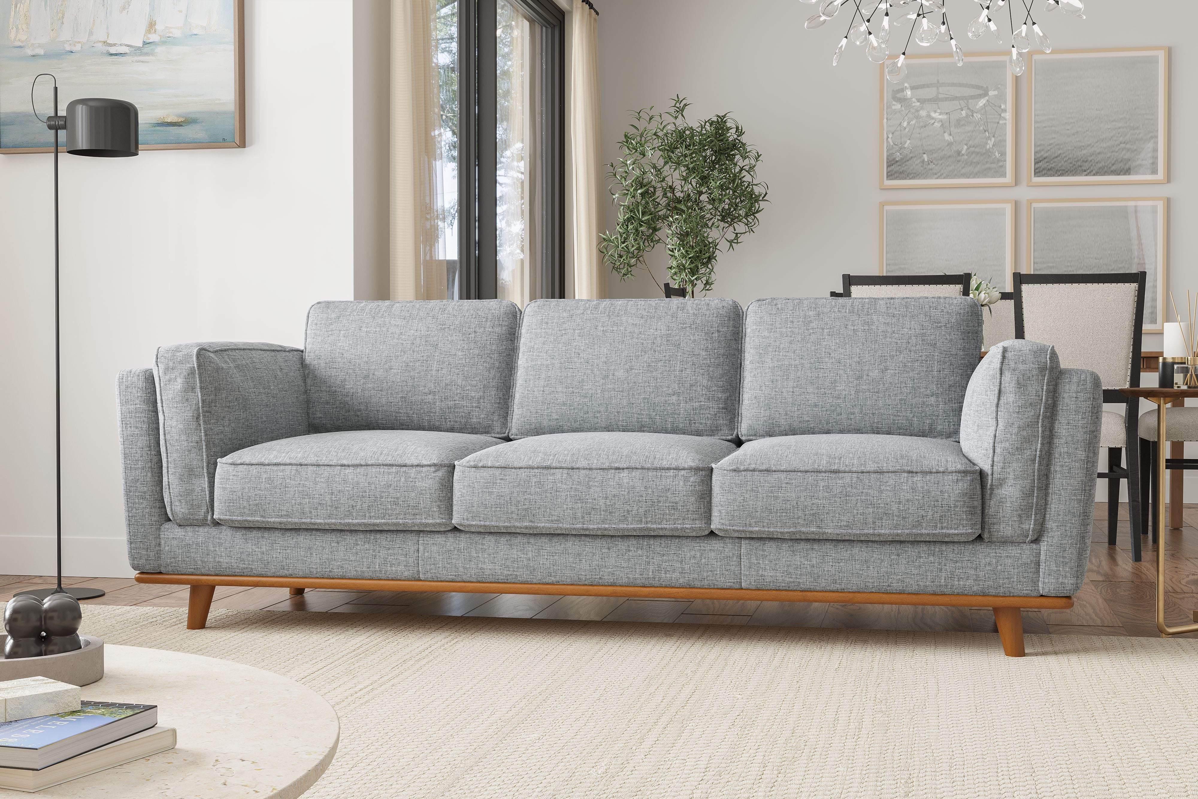 Valencia Artisan Swiss Linen Three Seat Sofa, Grey