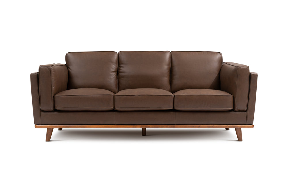 Valencia Artisan Wide Three Seats Leather Sofa, Chocolate Color