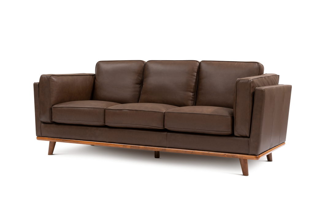 Valencia Artisan Wide Three Seats Leather Sofa, Chocolate