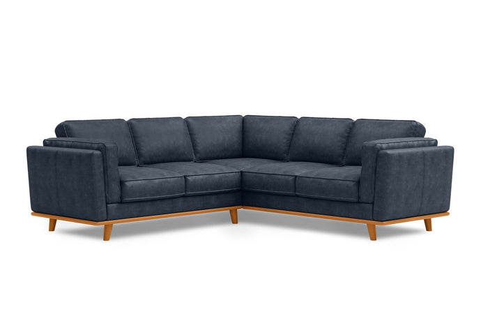 Valencia Artisan L-Shape Corner Leather Sectional Sofa, Blue