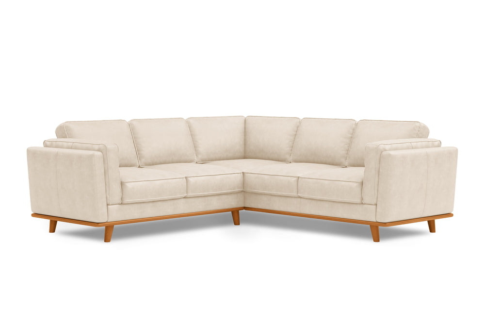 Valencia Artisan L-Shape Corner Leather Sectional Sofa, Beige