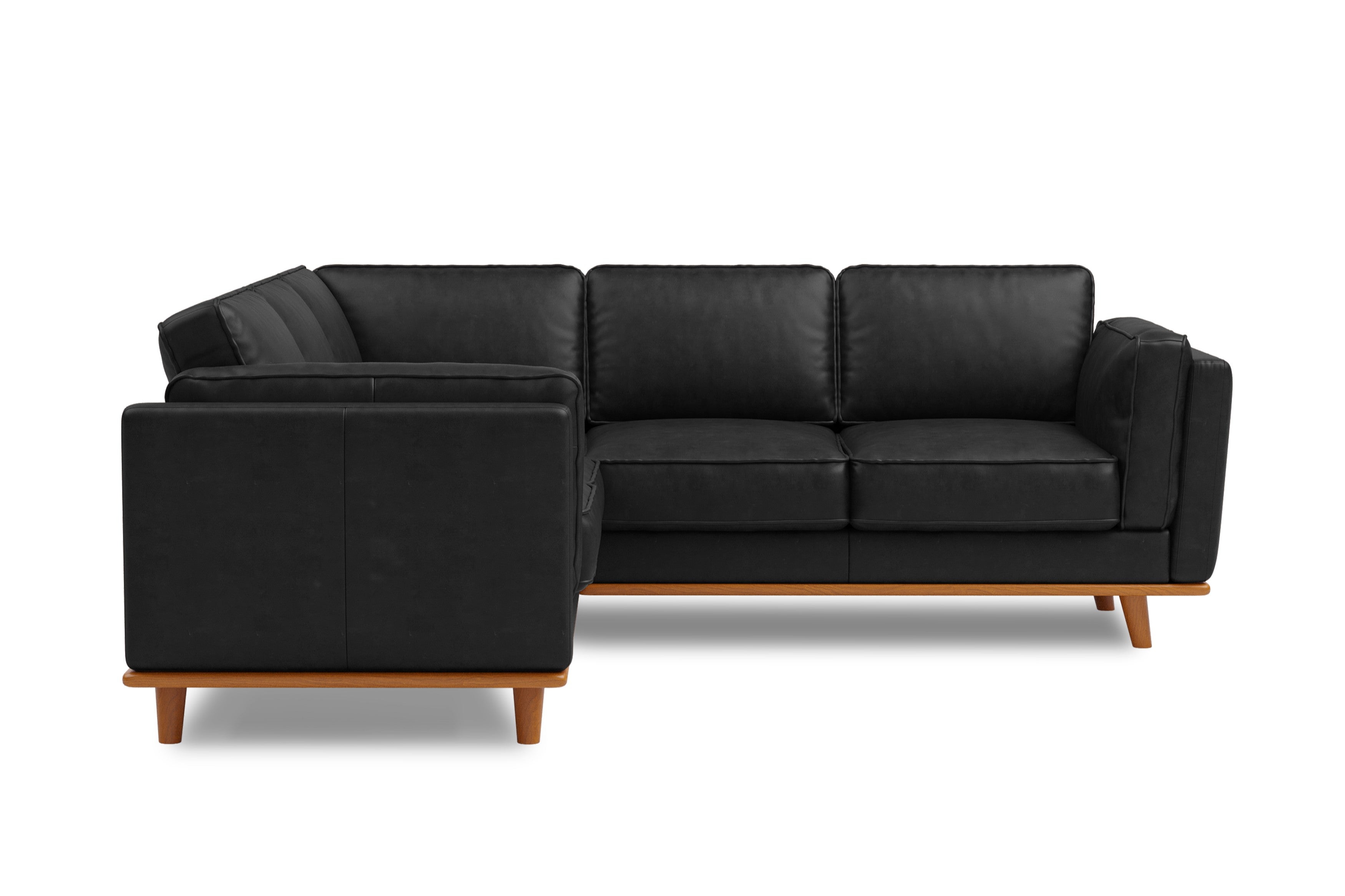 Valencia Artisan L-Shape Corner Leather Sectional Sofa, Black