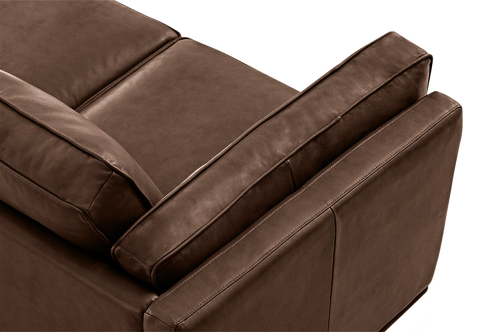 Valencia Artisan L-Shape Corner Leather Sectional Sofa, Dark Chocolate