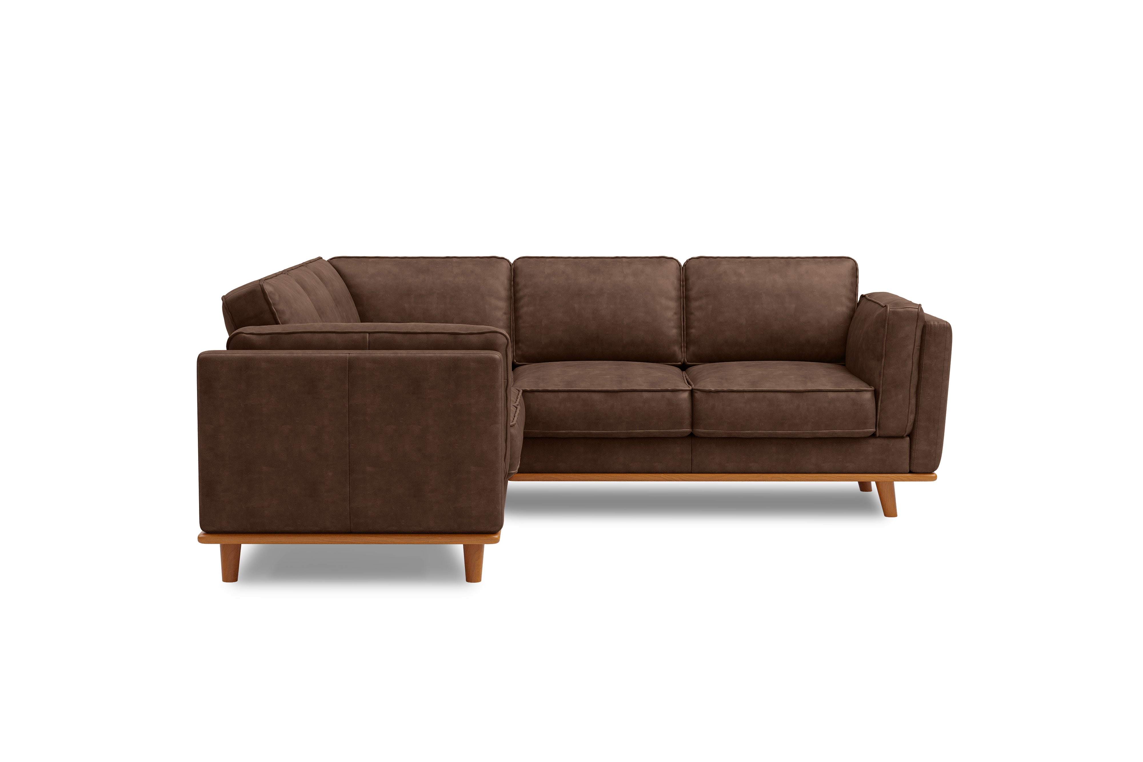 Valencia Artisan L-Shape Corner Leather Sectional Sofa, Dark Chocolate