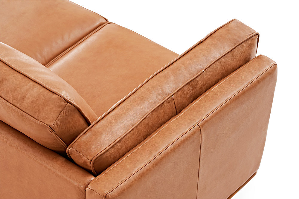 Valencia Artisan L-Shape Corner Leather Sectional Sofa, Cognac