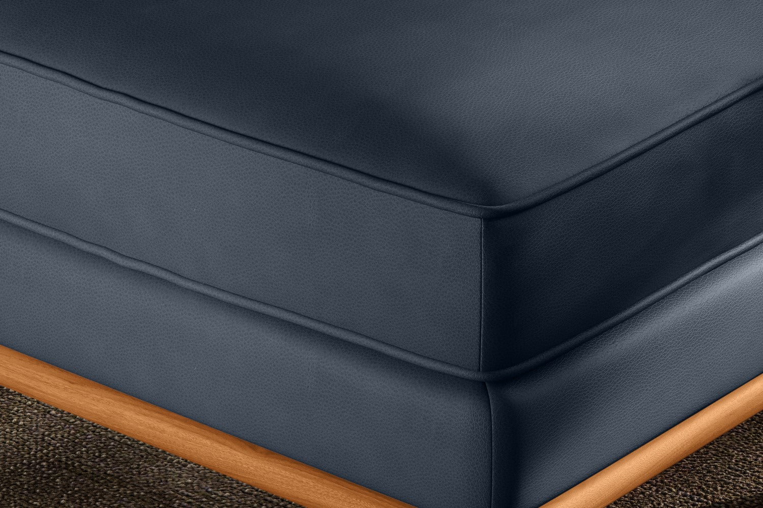 Valencia Artisan Top Grain Leather Ottoman, Blue Color